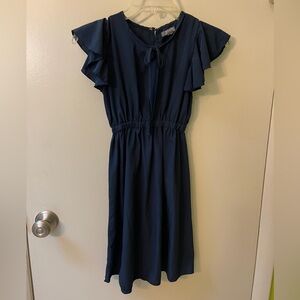A.T.U.N. Navy Blue Ruffle Sleeve Dress
